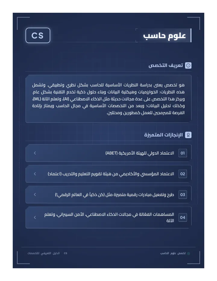 تعريف تخصص علوم الحاسب