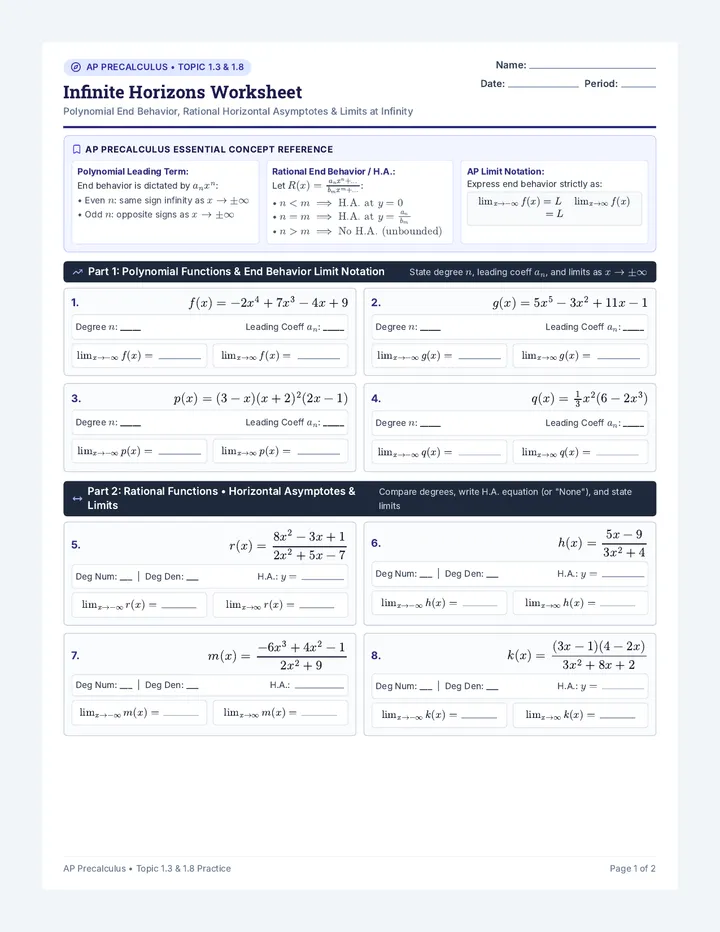 Infinite Horizons Worksheet