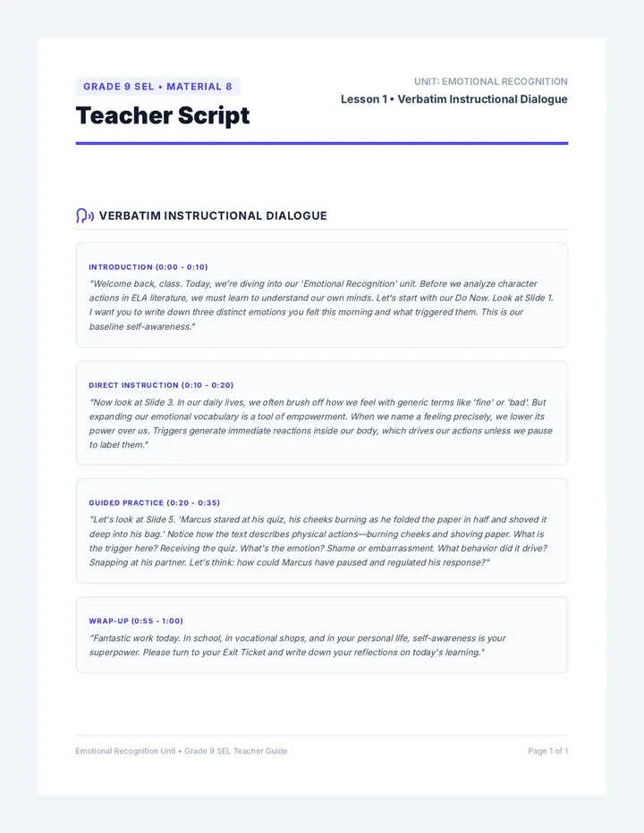 Knowing Yourself Teacher Script