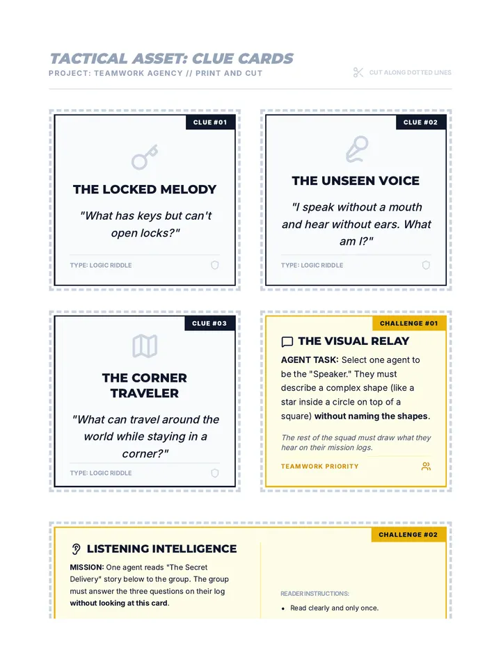 Escape Room Clue Cards
