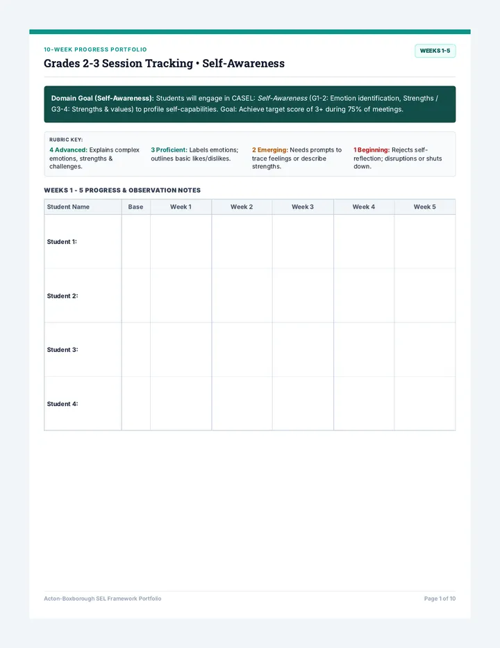 Grades 2-3 SEL Session Tracking Packet
