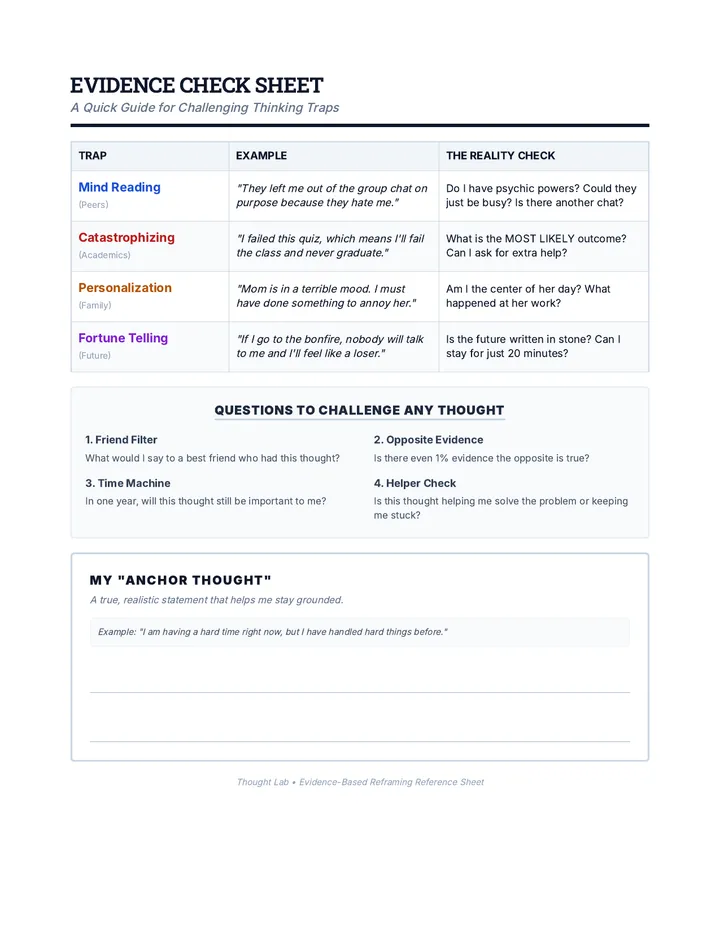 Evidence Check Sheet