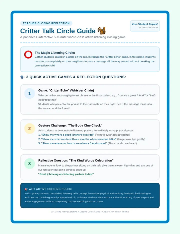 Critter Talk Exit Ticket