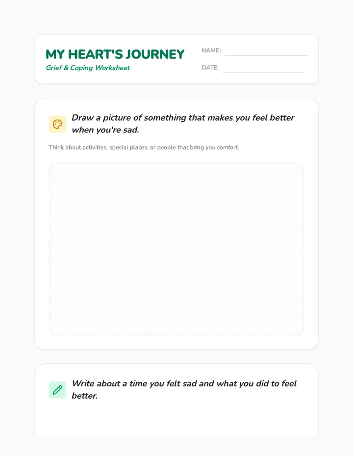Grief Reflection Worksheet
