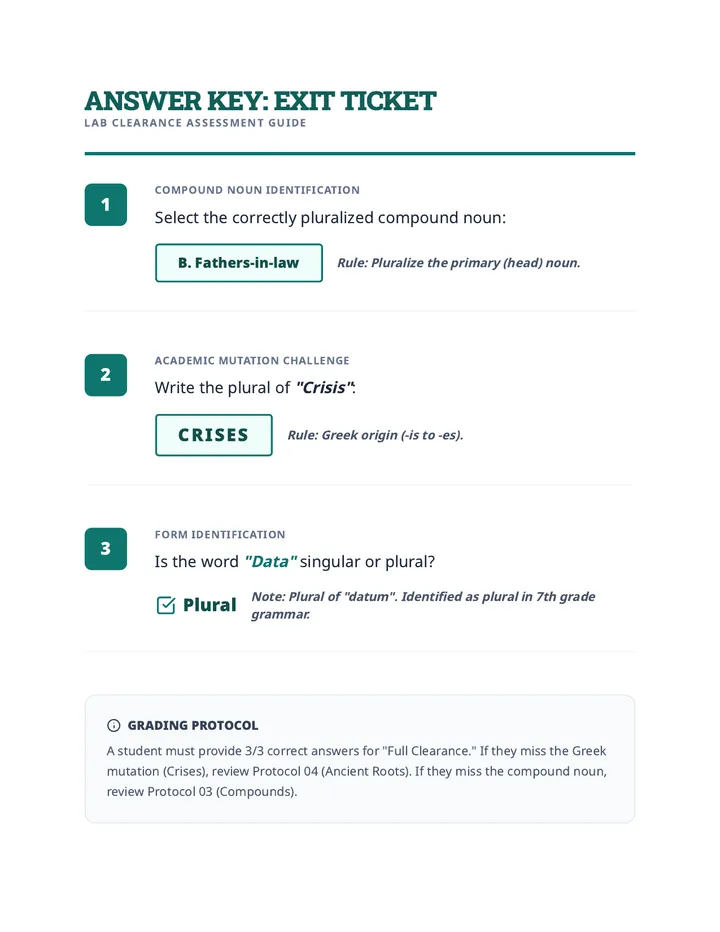 Exit Ticket Answer Key