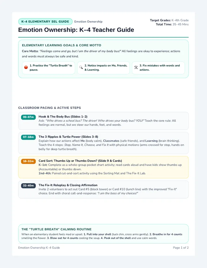 Emotion Ownership Teacher Guide