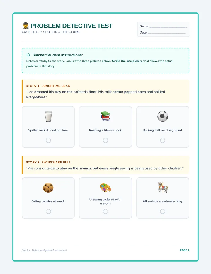 Problem Detective Test Worksheet