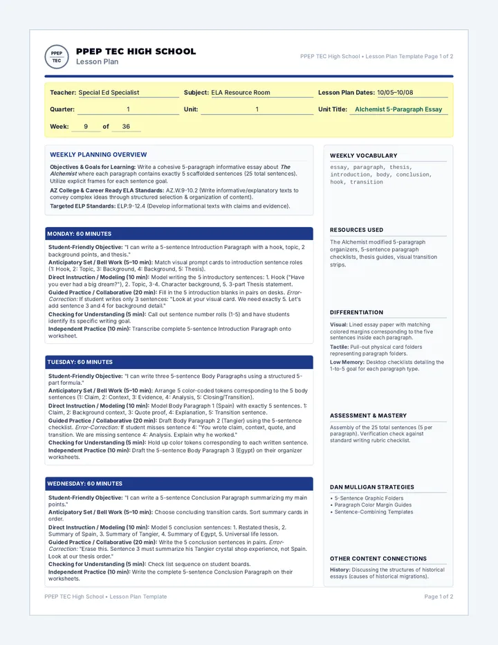 Alchemist Essay Lesson Plan