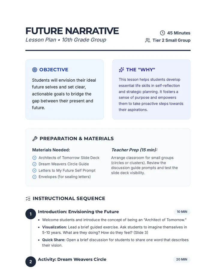 Future Narrative Lesson Plan