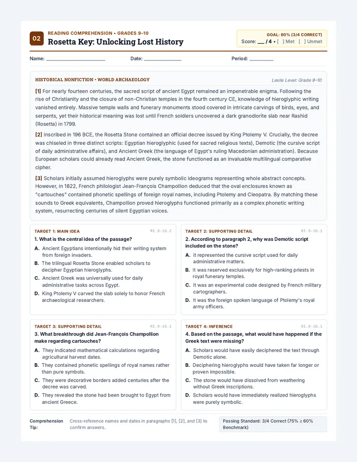 Rosetta Key Worksheet