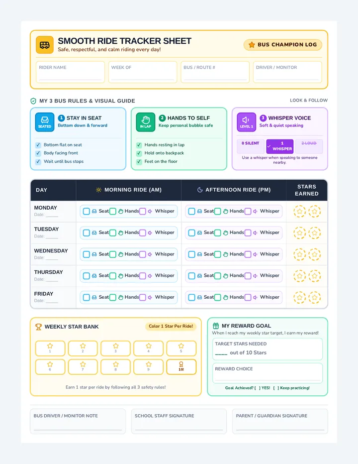 Smooth Ride Tracker Sheet