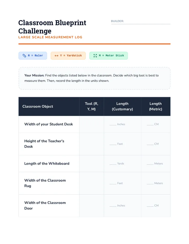 Classroom Blueprint Challenge Worksheet