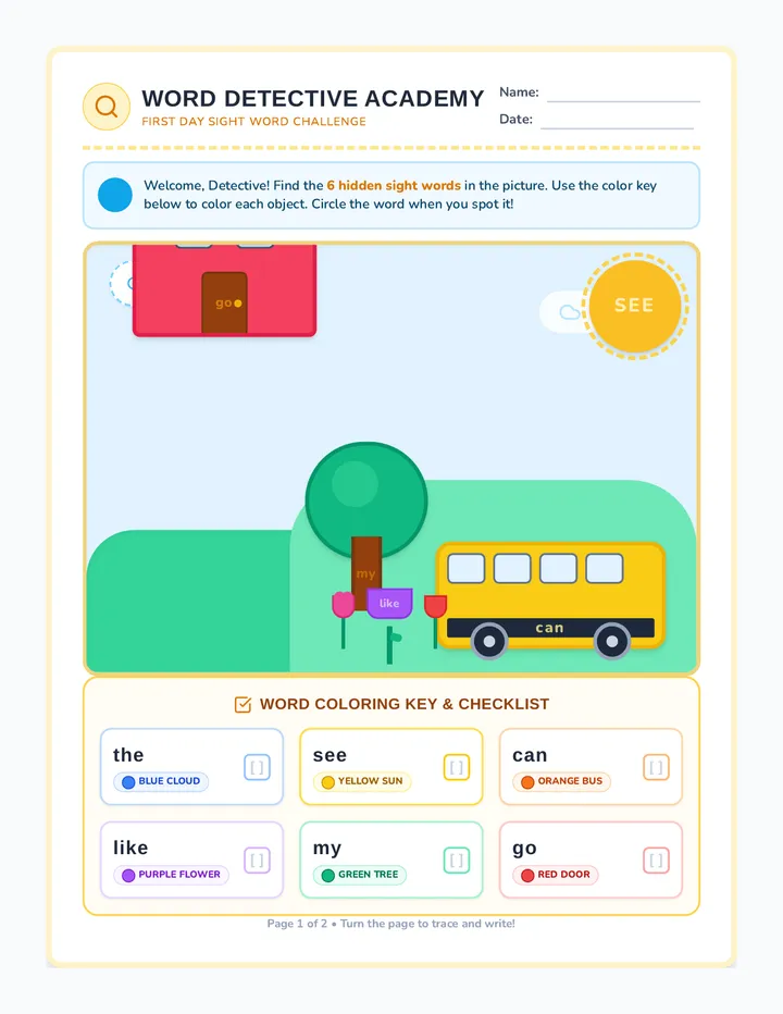 Word Detective Scavenger Hunt Worksheet