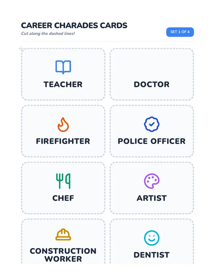 Career Charades Cards