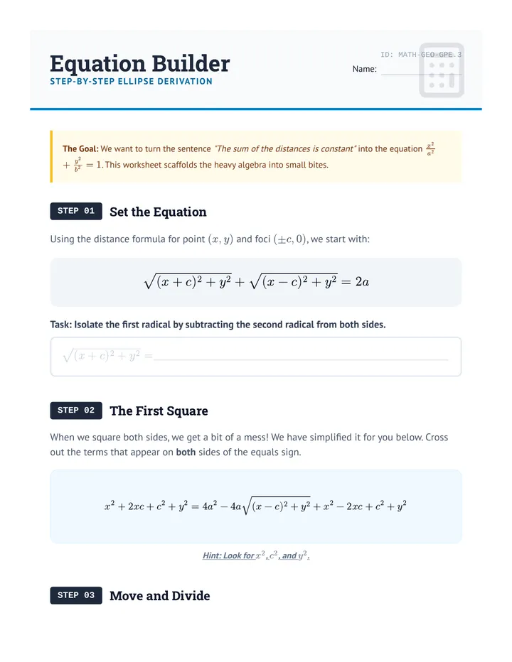Equation Builder Worksheet