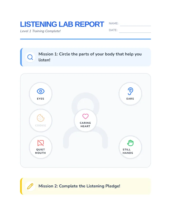 Listening Hero Worksheet