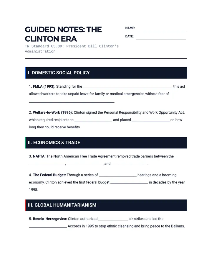 Clinton Guided Notes Handout