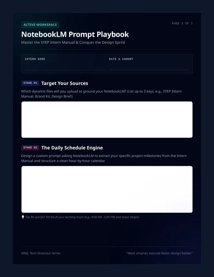 NotebookLM Prompt Playbook Worksheet