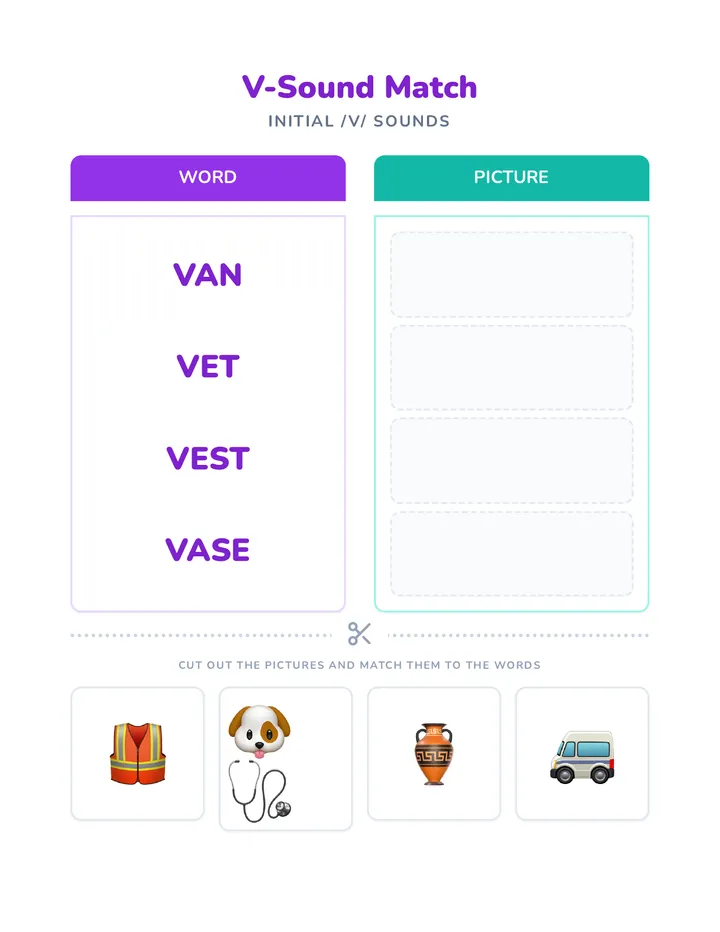 V Sound Match Activity