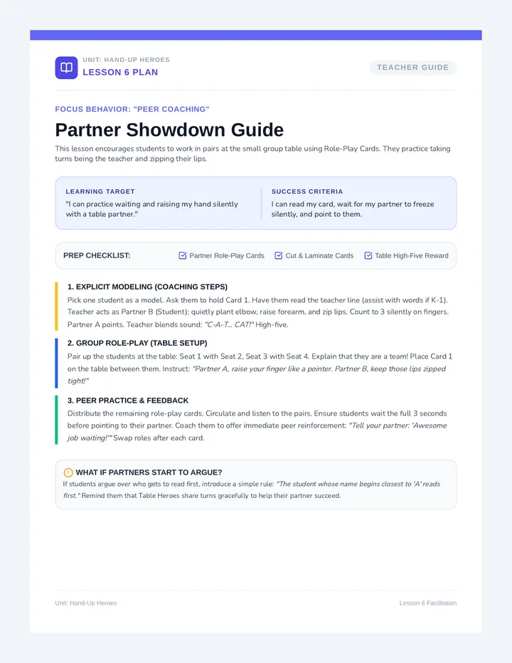 Partner Showdown Lesson Plan