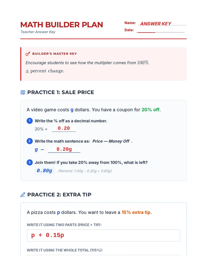 Expression Plan Answer Key