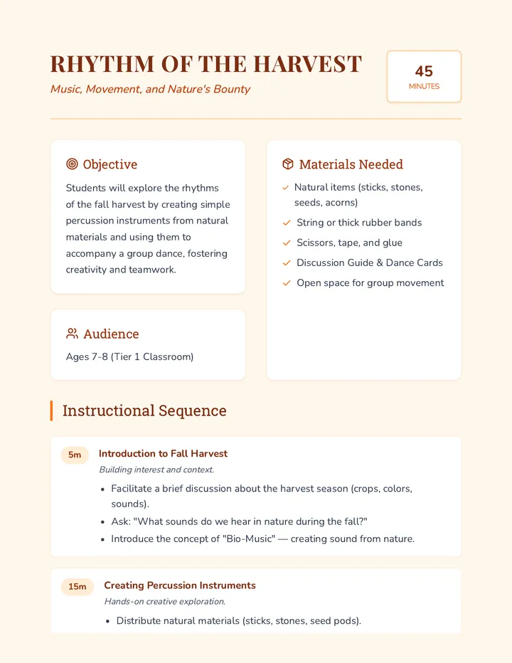 Harvest Rhythm Lesson Plan