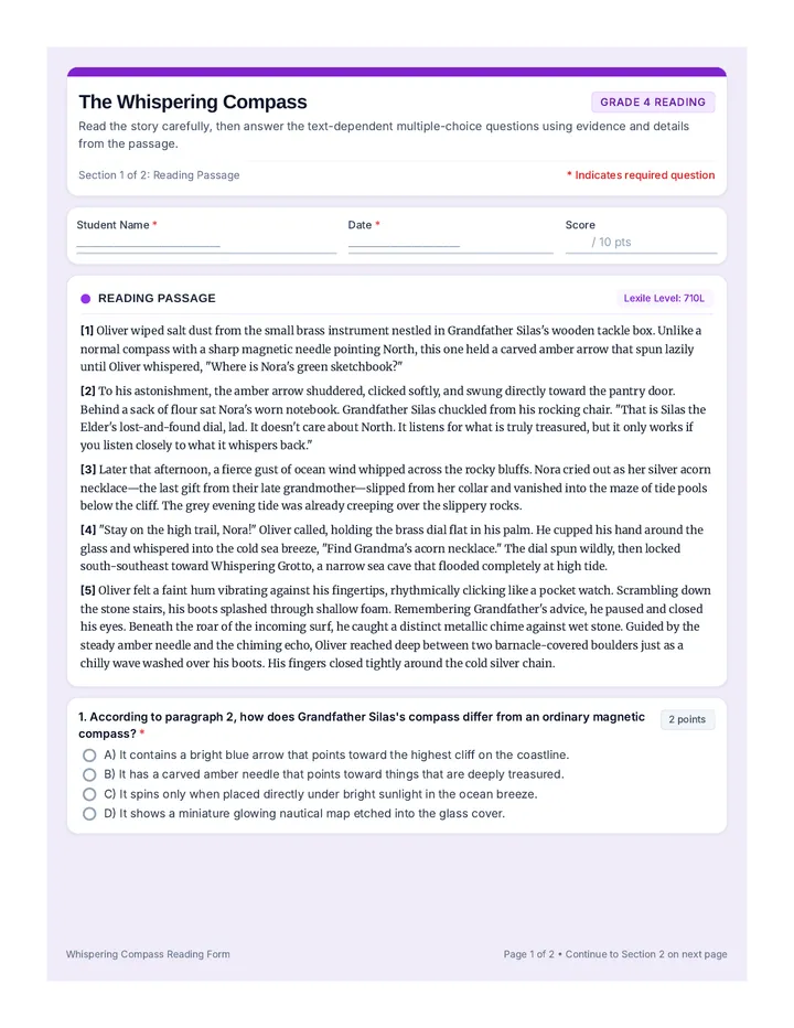 Whispering Compass Reading Form