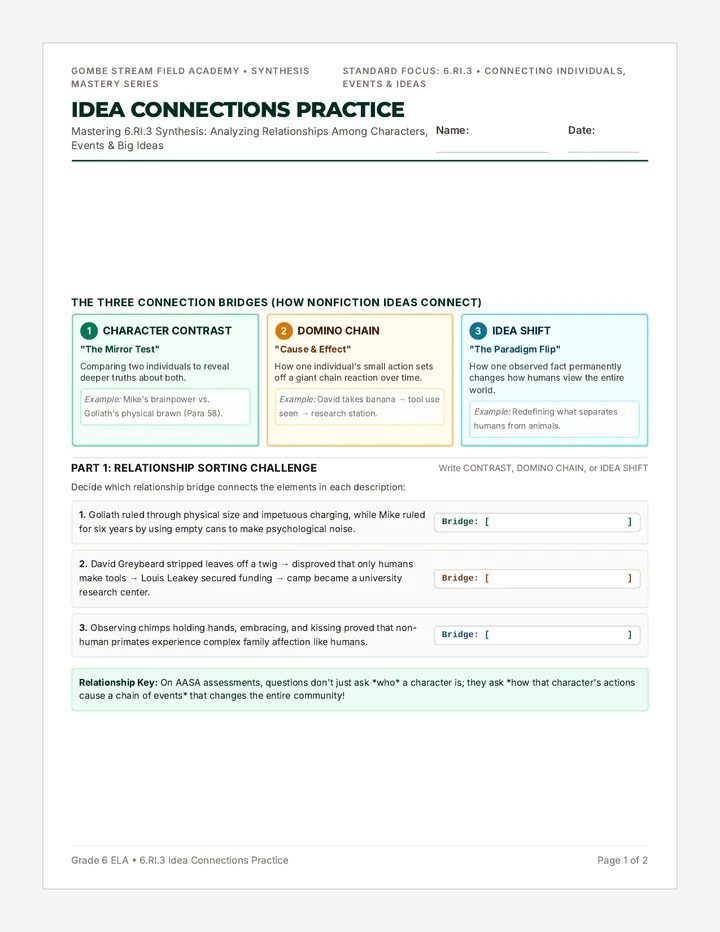 Idea Connections Practice Worksheet