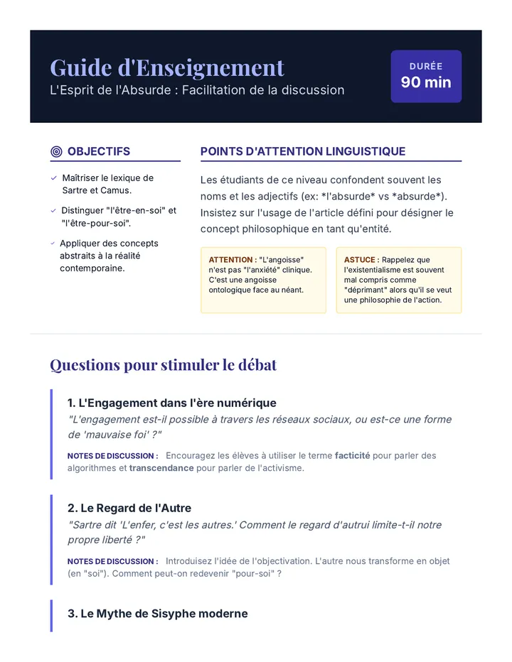 L'Esprit de l'Absurde Teacher Guide