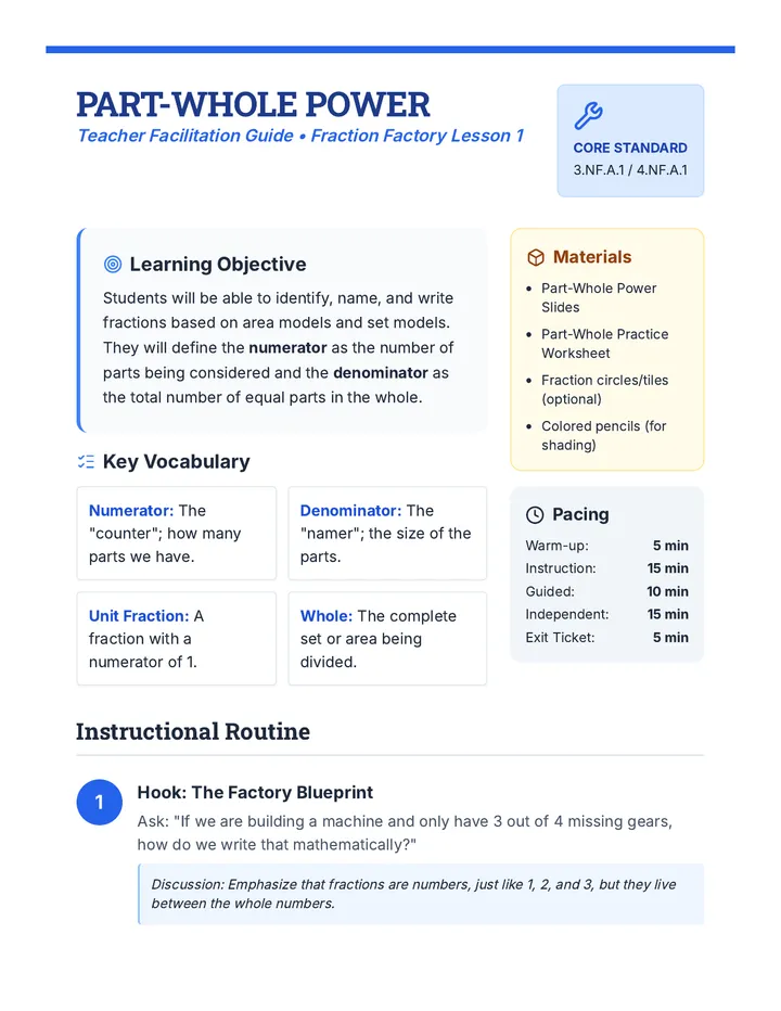 Part-Whole Teacher Guide