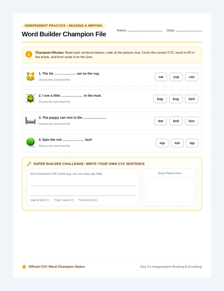 Word Builders Practice Worksheet