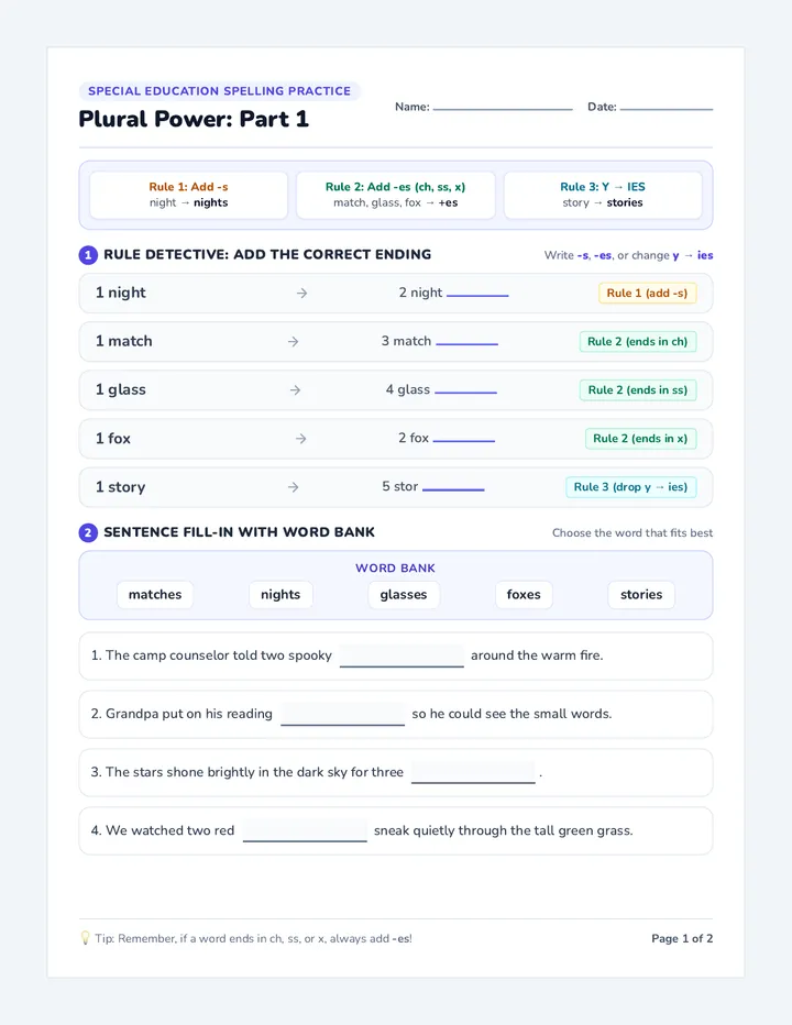 Plural Power Practice Worksheet