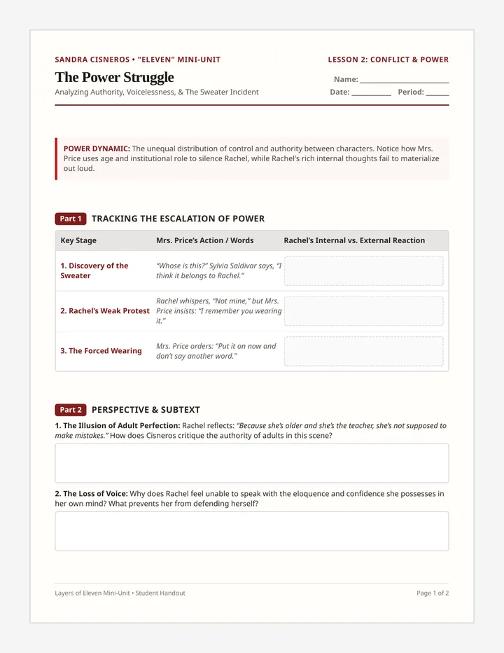 Power Struggle Worksheet