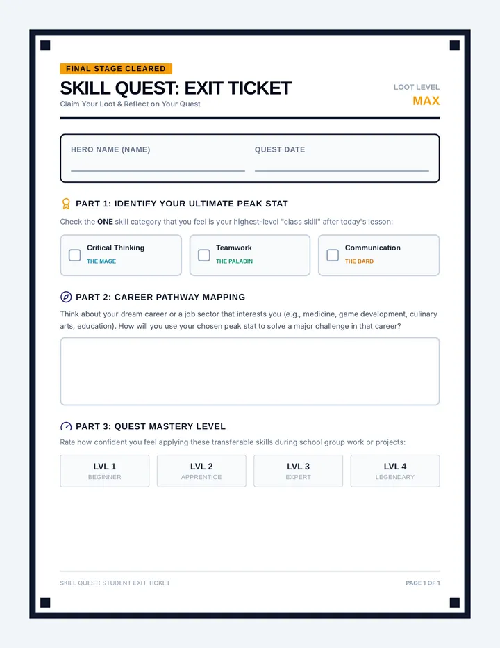 Skill Quest Exit Ticket