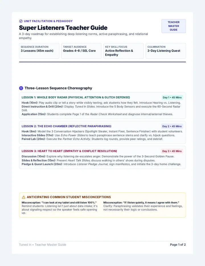 Super Listeners Teacher Guide
