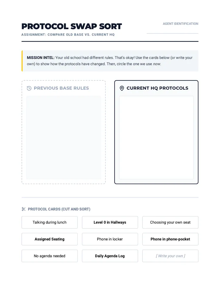 Rule Swap Sort Worksheet