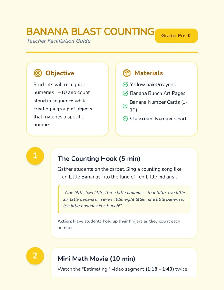 Banana Blast Teacher Guide