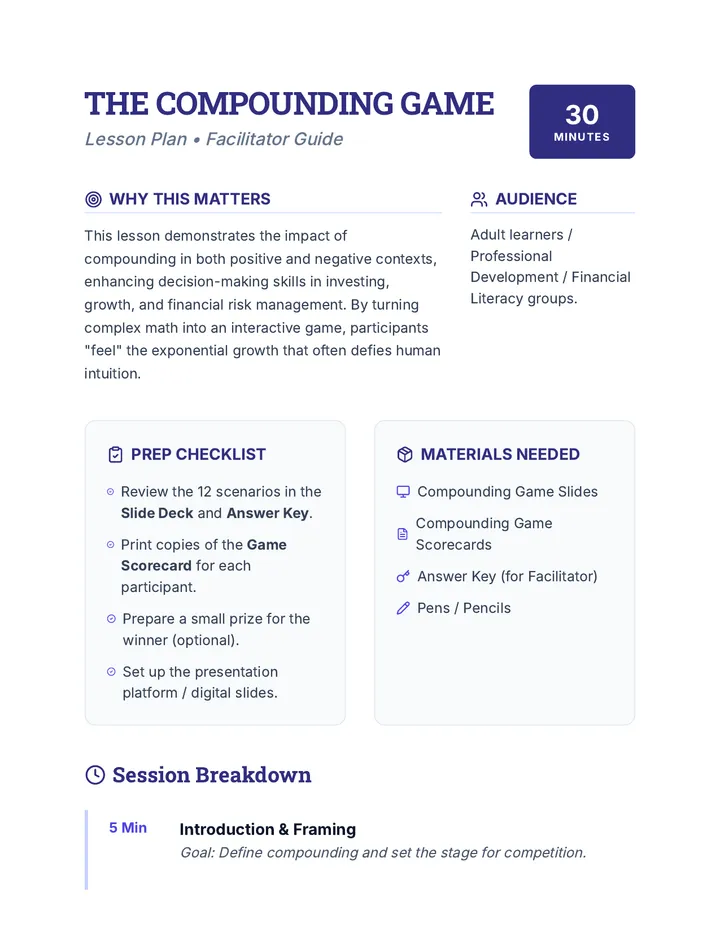 Compounding Game Lesson Plan