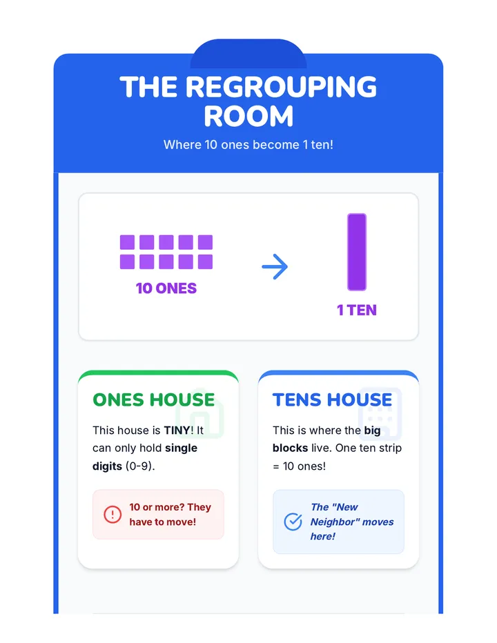 Regrouping Using Blocks Block Party Regrouping • Lesson • Lenny.com