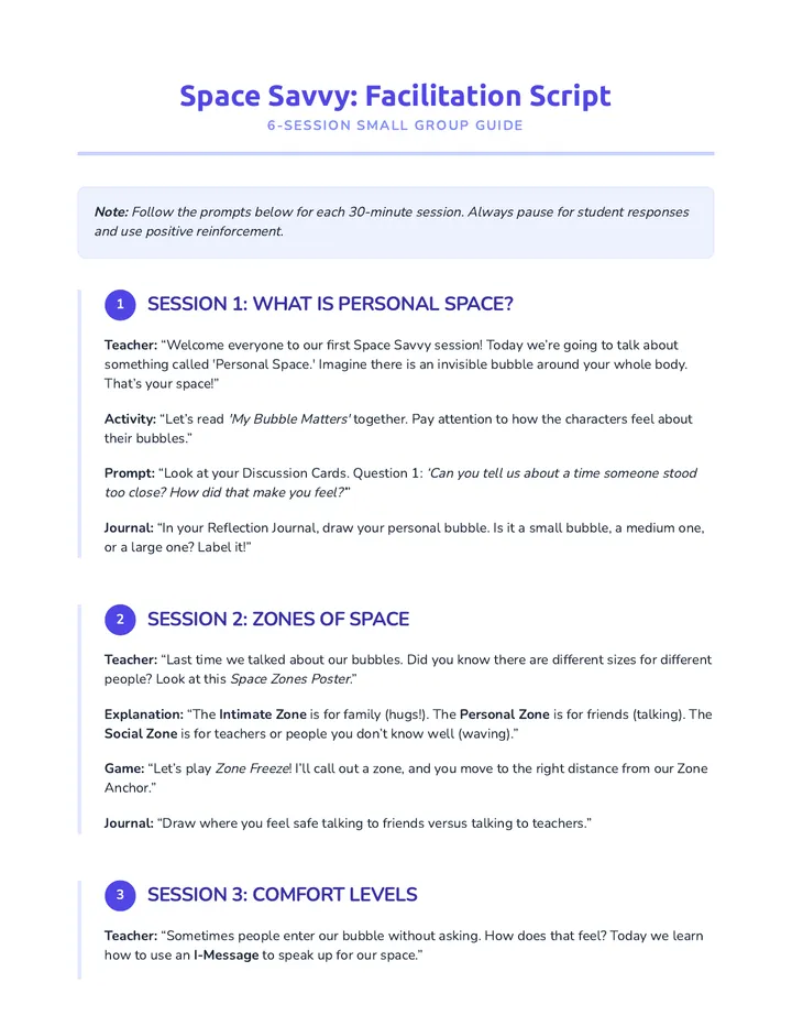 Space Savvy Session Script