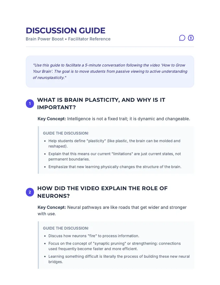 Brain Power Boost Discussion Guide