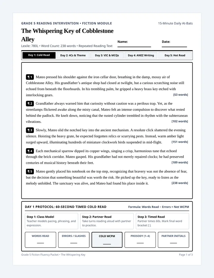 Cobblestone Alley Student Packet