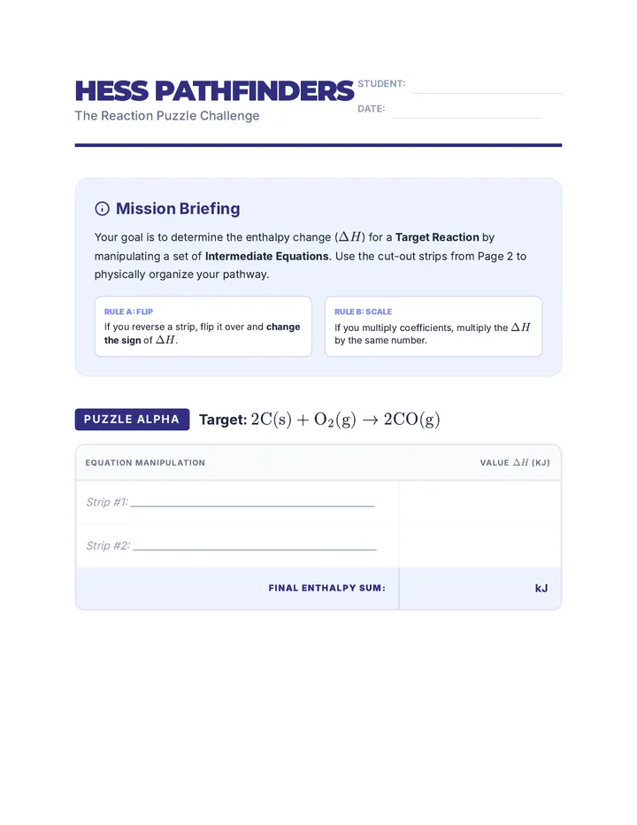 Hess Puzzle Activity