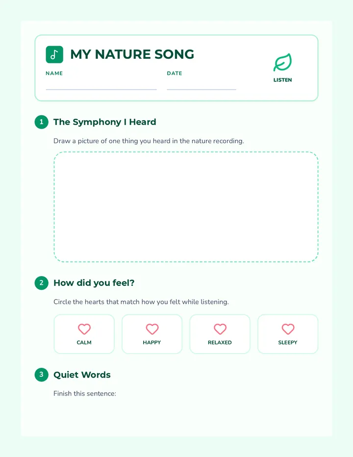 Nature Notes Worksheet