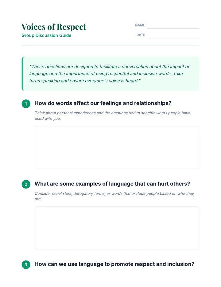 Voices of Respect Discussion Guide