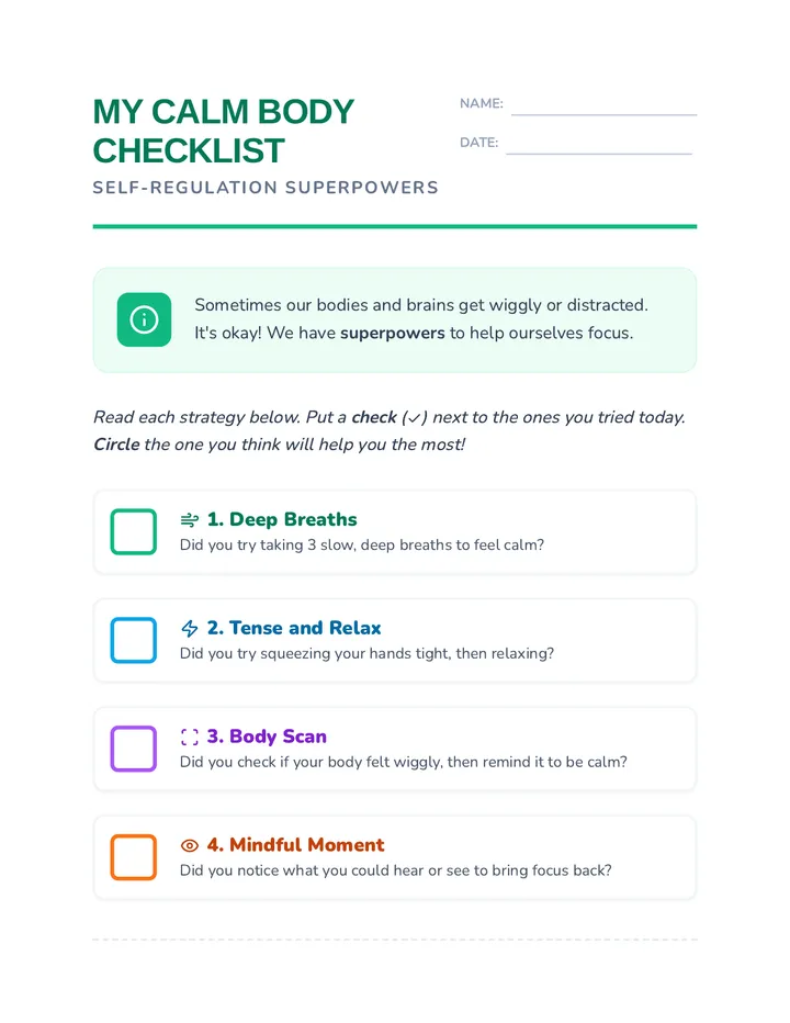 Body Boss Checklist Worksheet
