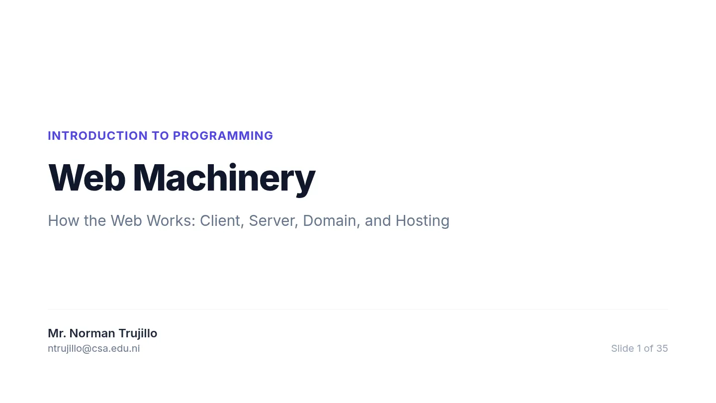 Web Machinery Slides