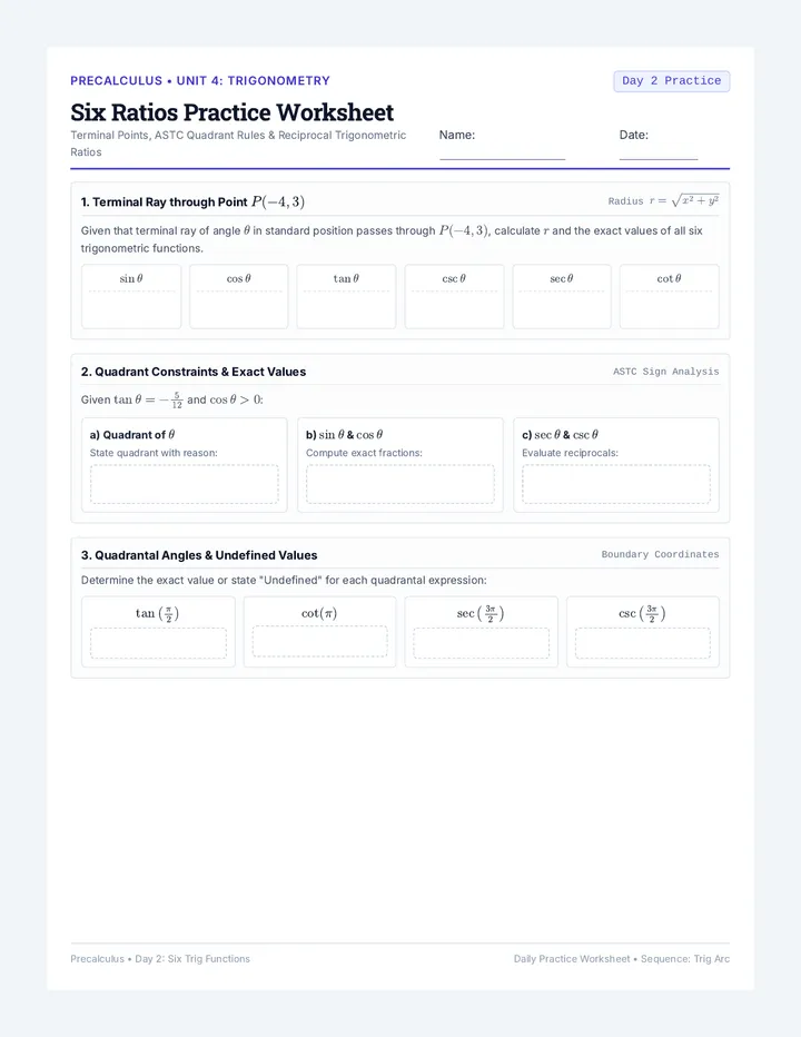 Six Ratios Practice Worksheet
