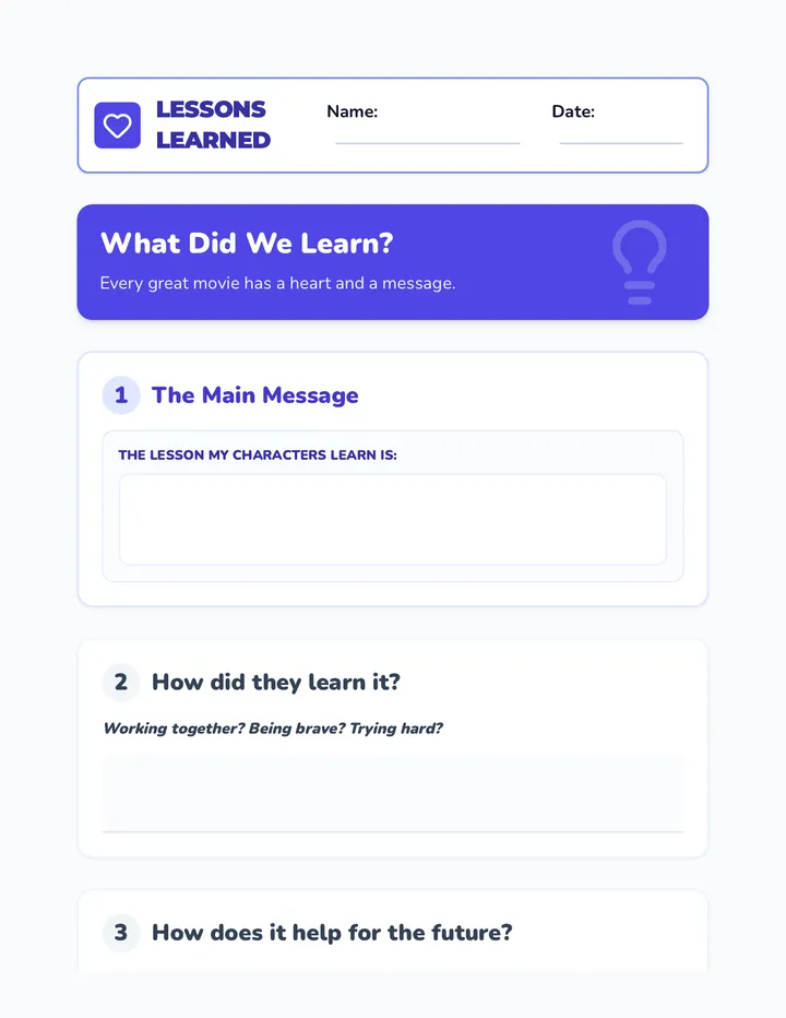 Lessons Learned Worksheet
