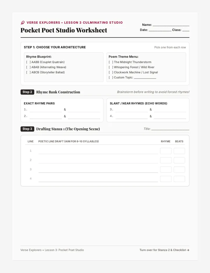 Pocket Poet Studio Worksheet